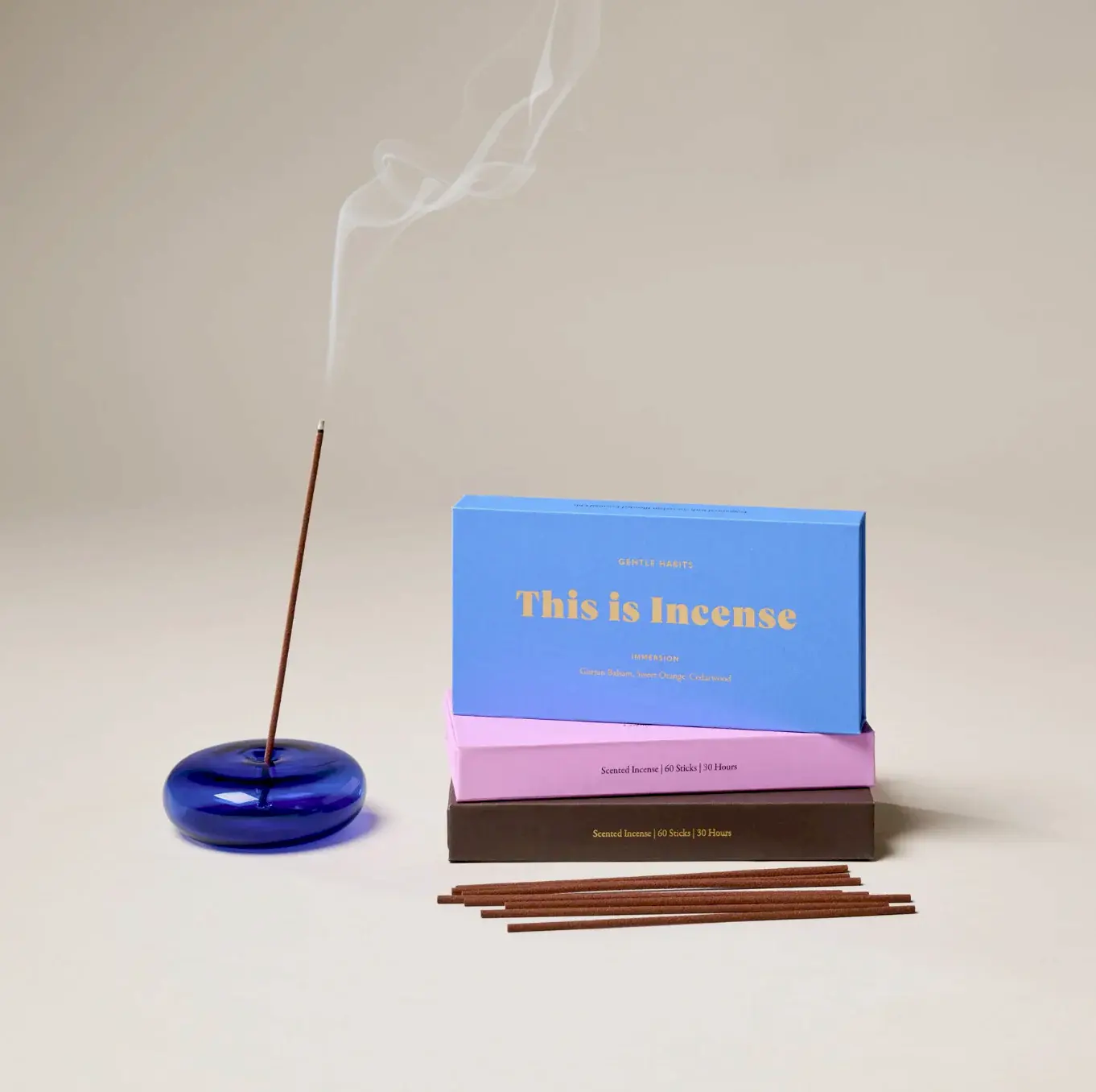 GLASS INCENSE HOLDER.